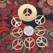 8 dime size rich low brass peace sign charms  sweet earrings