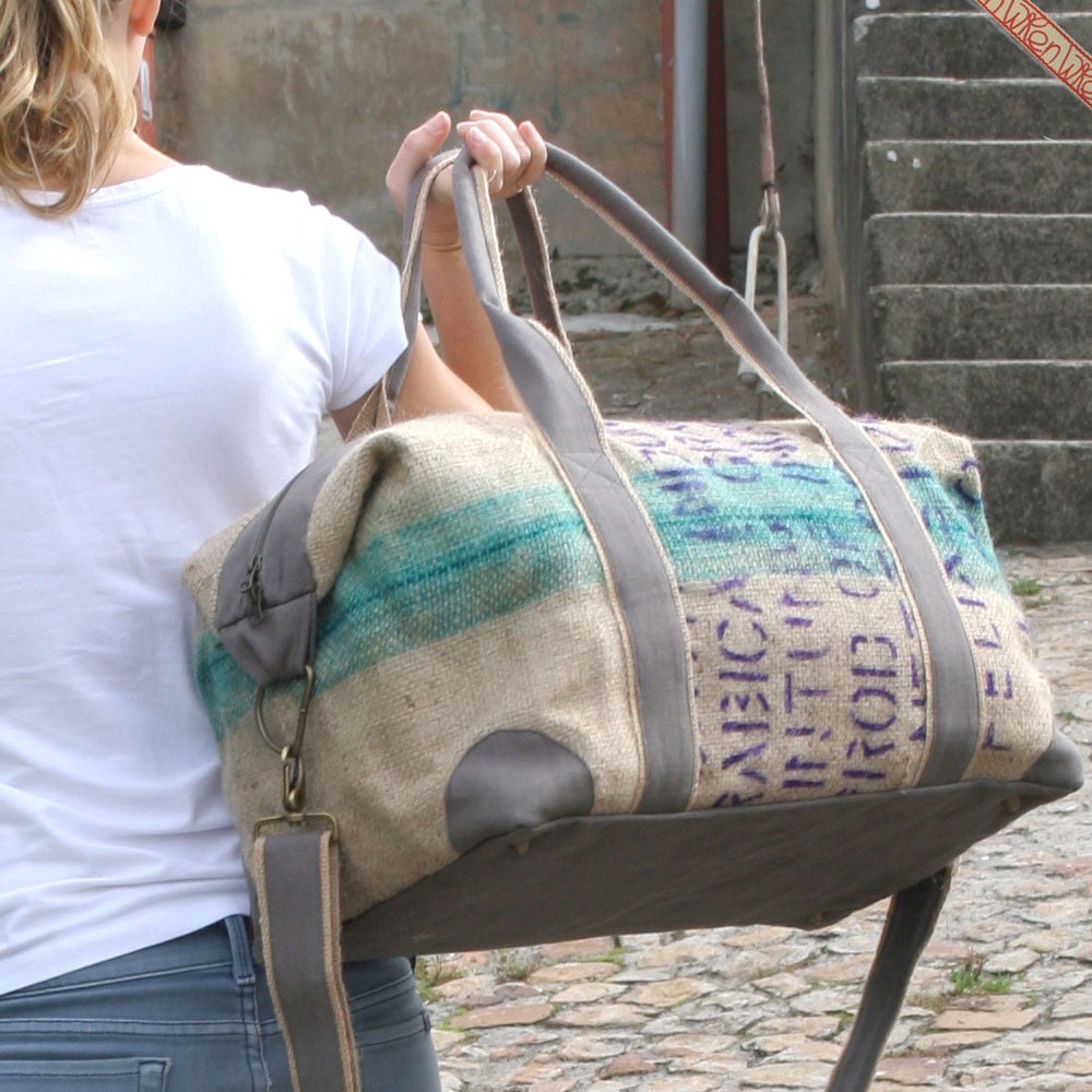 Green Stripe Coffee Travel Bag