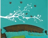 Birds with Nest in Tree Branch Vinyl Wall Decal