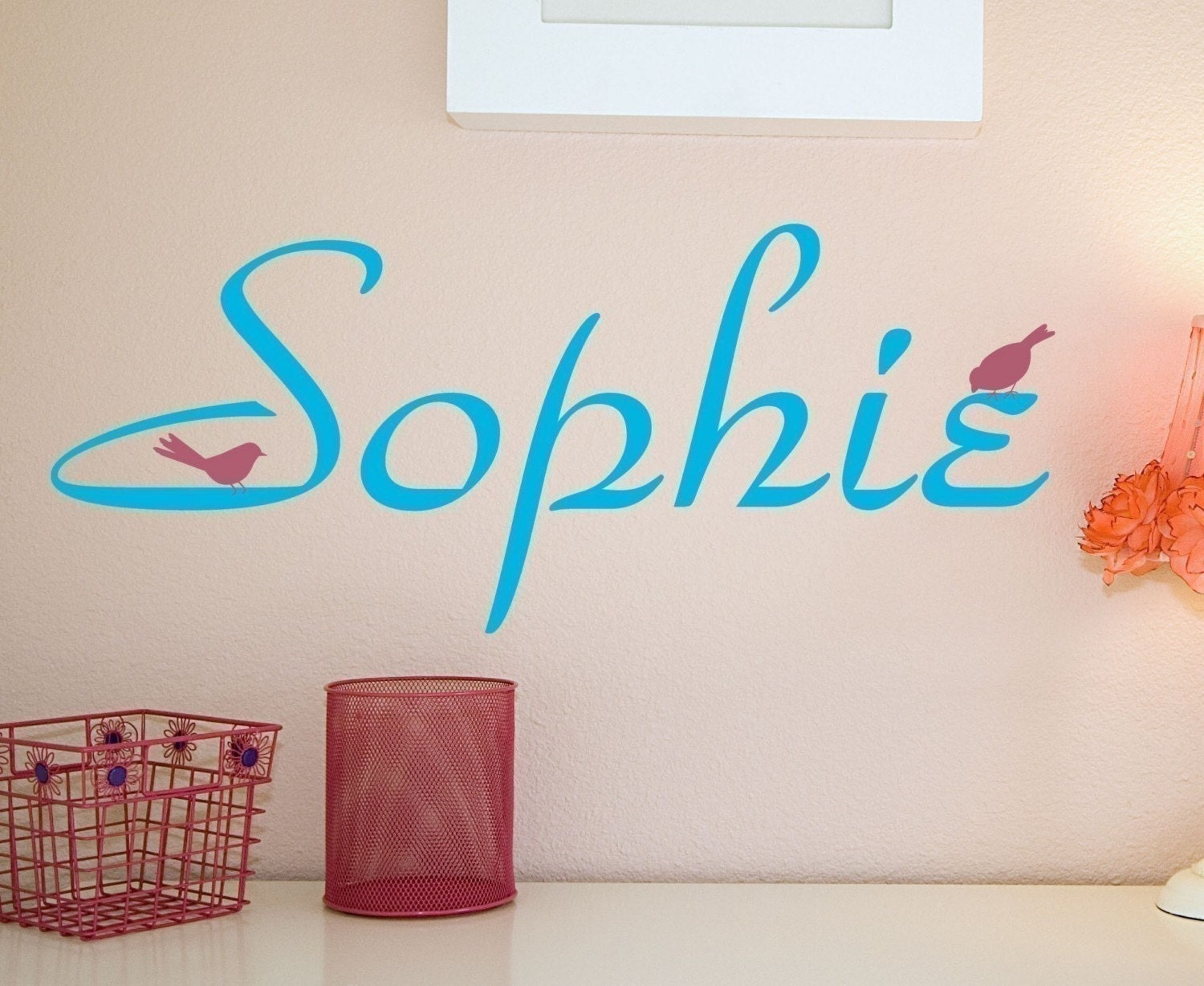 Name with Little Birds Vinyl Wall Decal Sticker
