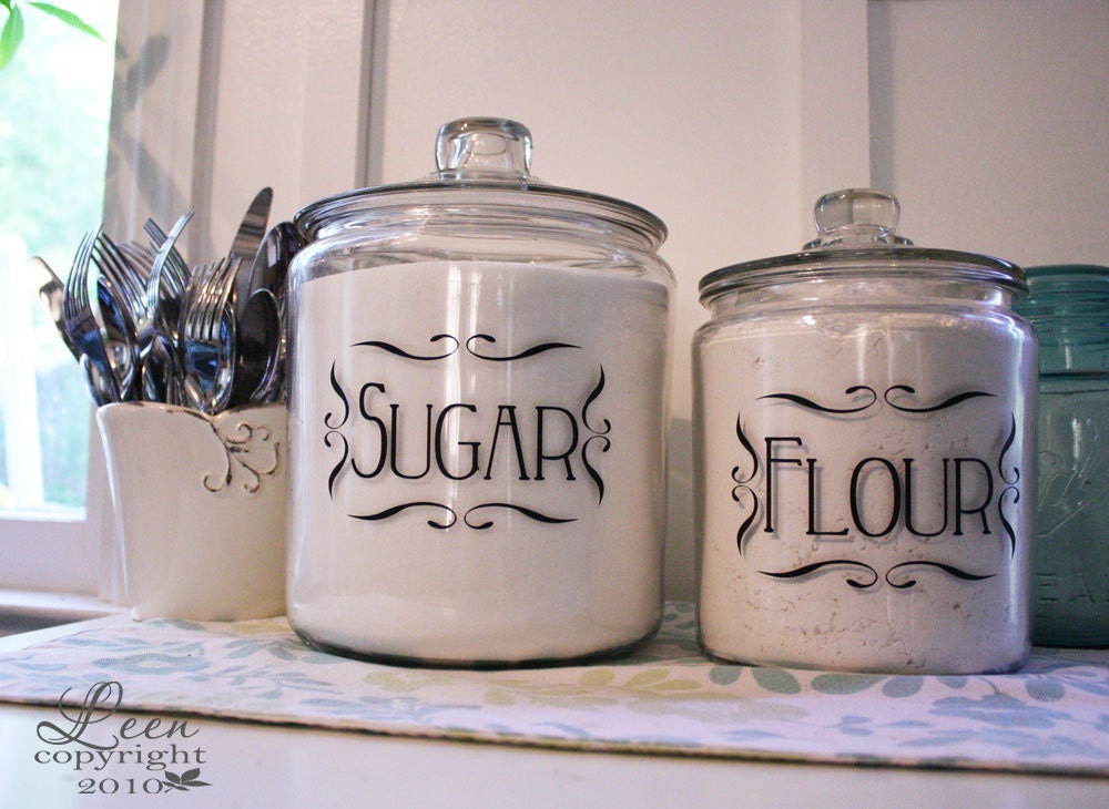 Jar or Canister Vinyl Tags for Home Organization Set of Four