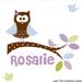 Owl Name Wall Decal with Birds in Purples