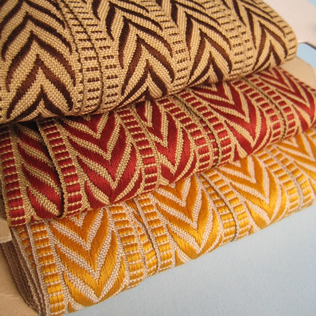 Autumnal Hues Vintage Chevron Ribbon Jacquard Trim