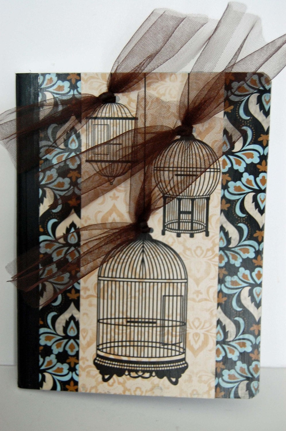 Birdcages and Tulle Altered journal Notebook