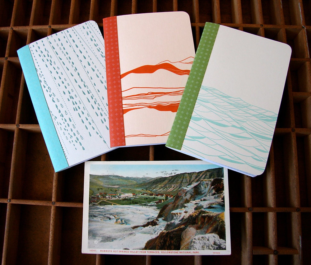 letterpress notebook Landscape series set of 3