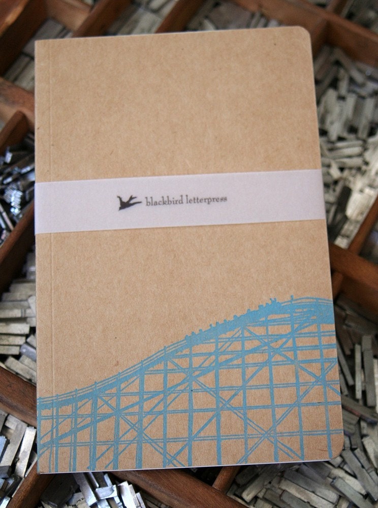 letterpress notebook rollercoaster
