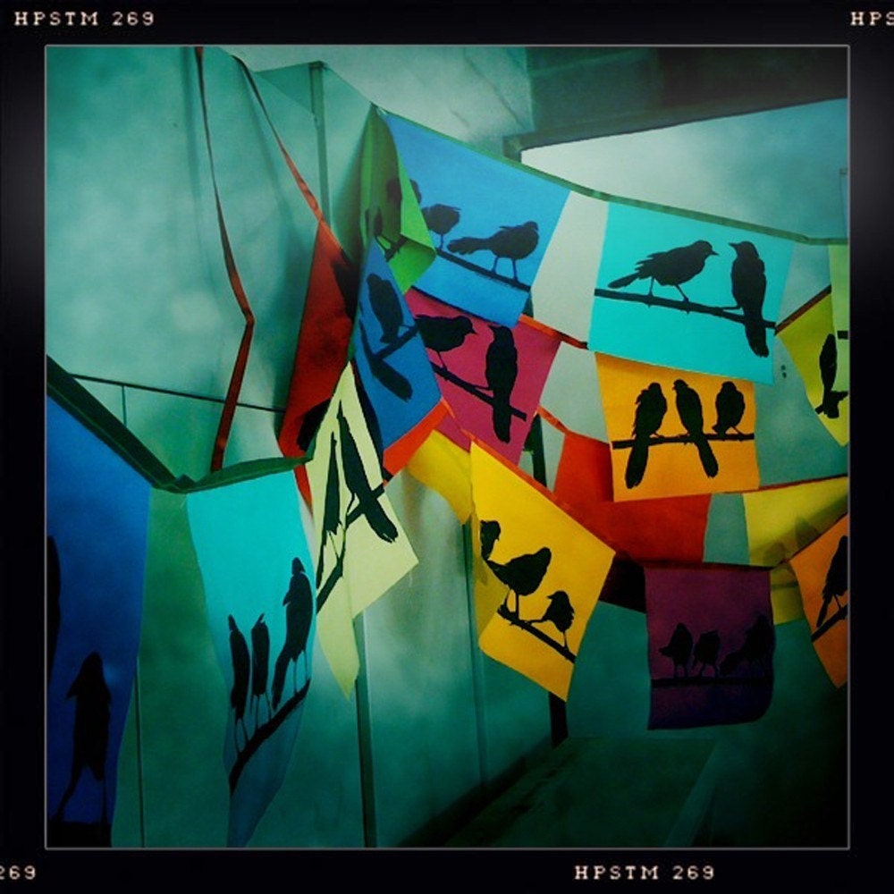 blackbird flags in warm colors-strand of ten