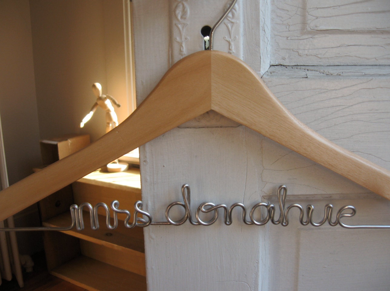 Name Hanger Wedding Personalized Bridal Hanger Blonde Wood and Wire Sturdiest Wire Out There SALE PRICE