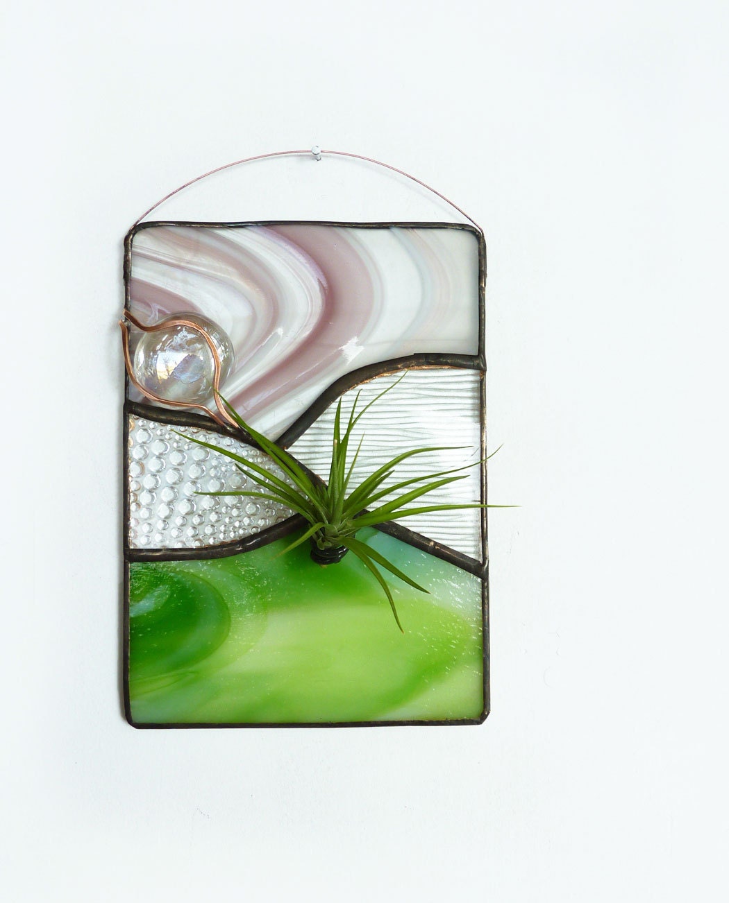Stained Glass Panel Air Plant Holder - Spring Grass