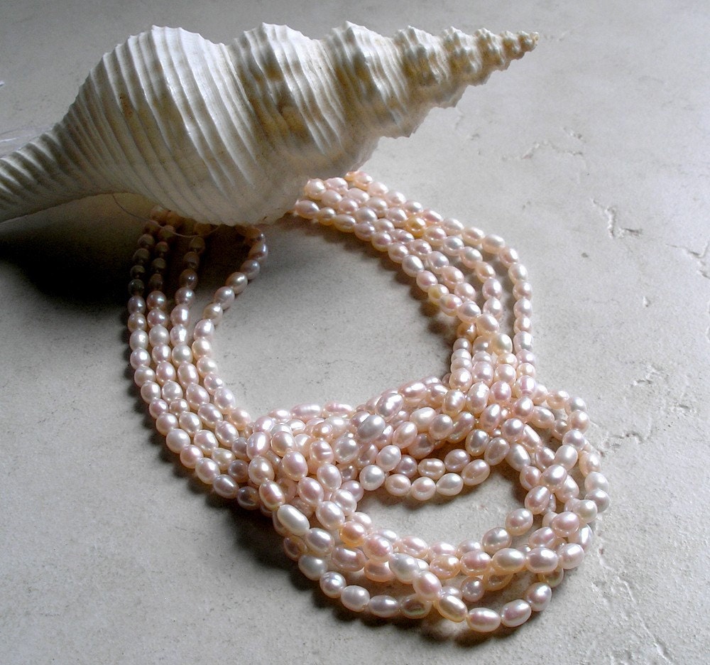 Petal Pink Rice Pearl Beads- 3mm x 5mm Rice Pearl Beads
