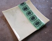Mint green and vanilla mid century mod glass plate - modern decor for your home - Summer colors