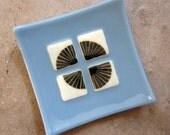 Fused Glass Plate, Bathroom Decor, Blue Home Decor,