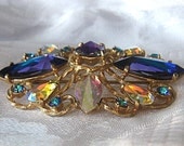 Vintage Gold and Rhinestone Brooch Signed Schiaparelli