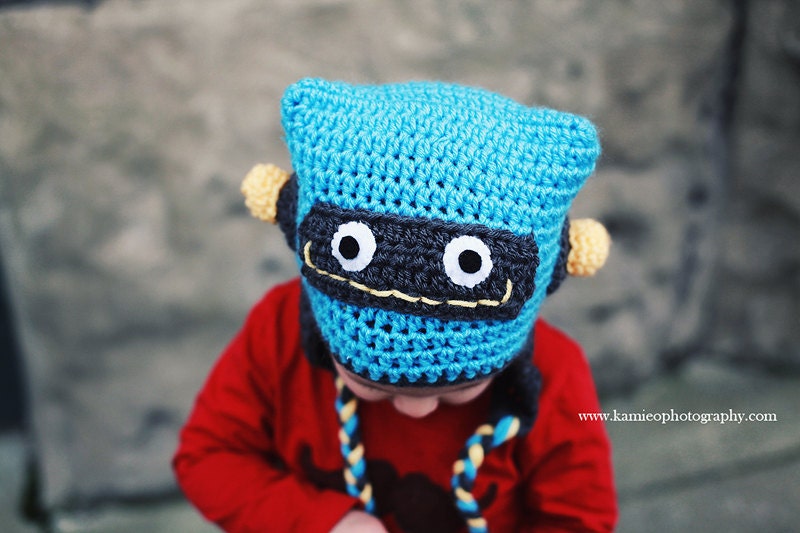 Instant Download, Robot Earflap Hat Pattern - PDF PATTERN