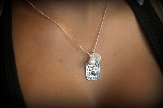Be The Change - quotation by Mahatma Gandhi - PERSONALIZED IT - Sterling Silver Charm -Simag