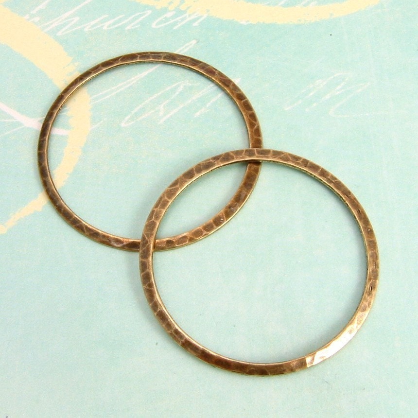 Large Hammered Ring Antique Gold Trinity Brass 2 Pc. AG94