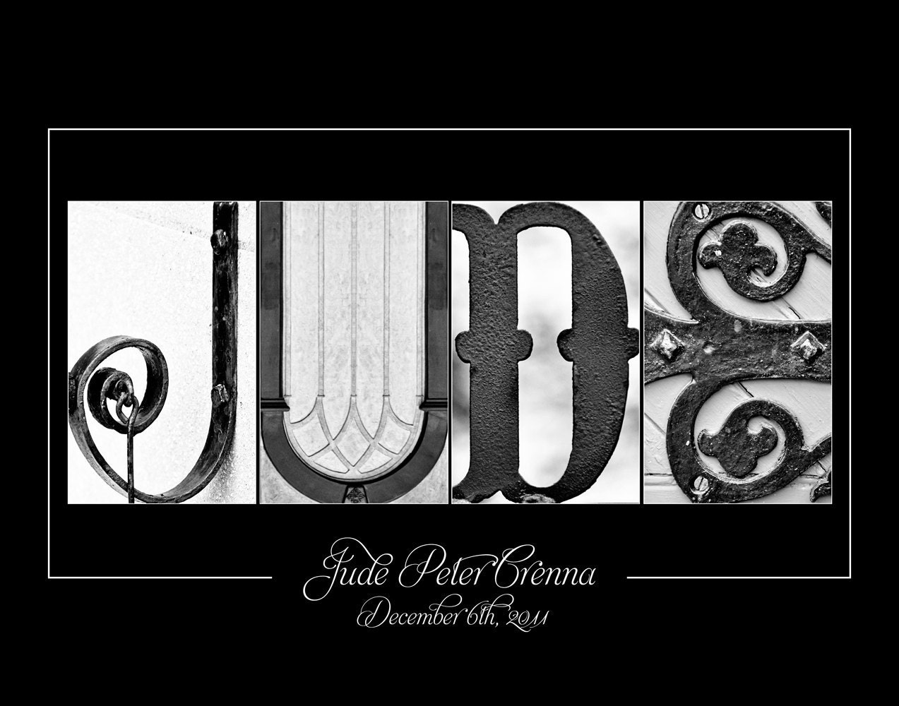 Alphabet Letter Photo Art - Child's Name - 11x14- Custom Artwork - Nursery Print