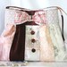 French Collage-Quilted-Patchwork -Purse-Vintage Wood Buttons -Pink -Chocolate-Brown,Shoulder bag-Diaper bag