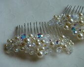 Sonata -- A Pair of  Swarovski Crystal, Pearl Twisted Wire Hair Combs
