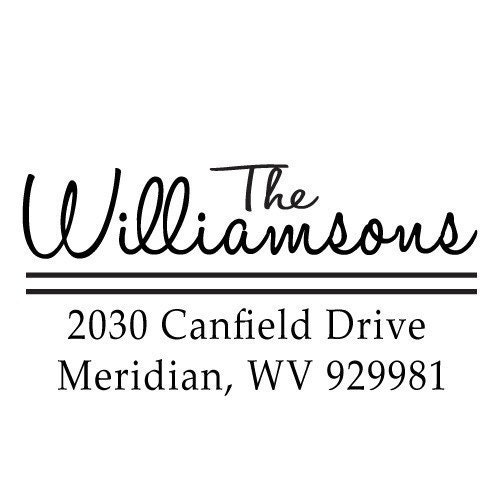 Custom Address Stamp WOOD MOUNTED HANDLE  - Handwritten sans serif font types - Perfect Holiday Stocking Stuffer The Williamson's Design