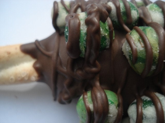 PEAS AND WASABI Chocolate Covered Pretzels