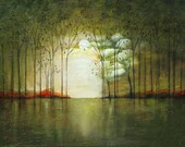 Abstract Landscape  painting  modern tree art  green forest marems made to order number 16