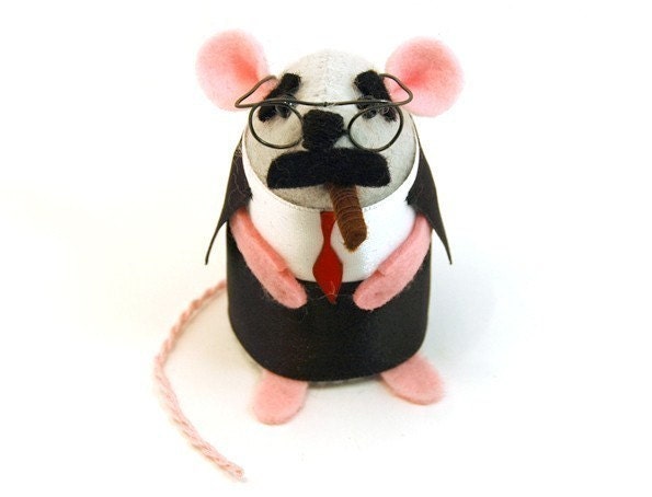Groucho Marx Mouse ornament felt mice rat hamster cute funny gift for animal lovers and collectors by TheHouseofMouse - READY TO SHIP