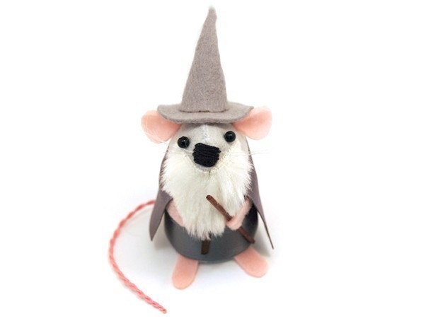 Lord of the Rings Gandalf the Grey Mouse ornament felt rat hamster mice cute gift for LOTR collectors