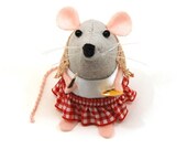 Artist Painter Mouse Ornament felt mice rat hamster gift animal lover collector - Heather the Artist Mouse