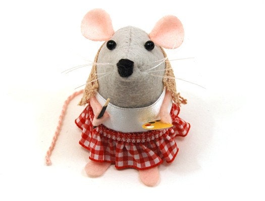 Artist Painter Mouse Ornament felt mice rat hamster gift animal lover collector - Heather the Artist Mouse