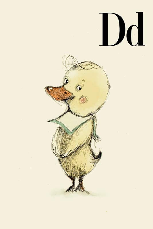 D for Duck Alphabet animal,  Print 6x8 inches