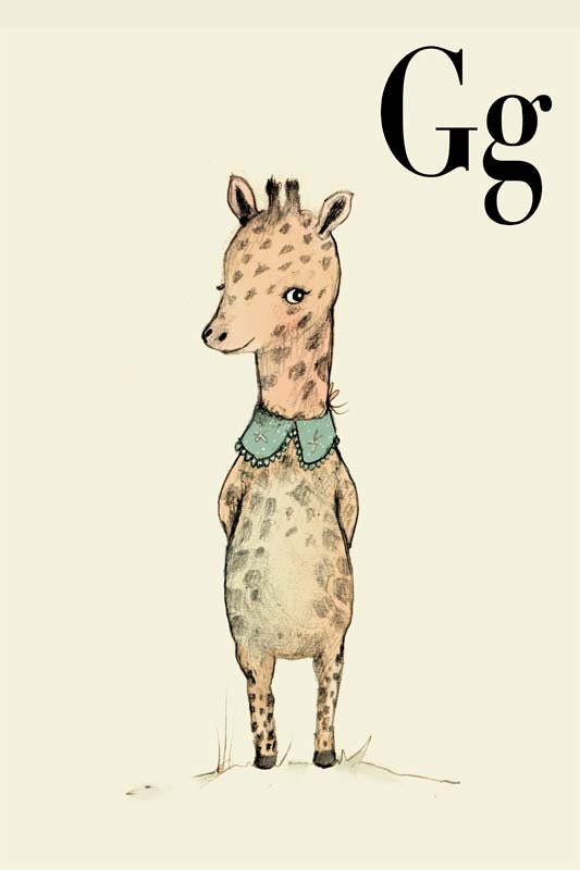 G for Giraffe, Alphabet animal,  Print8x11 inches