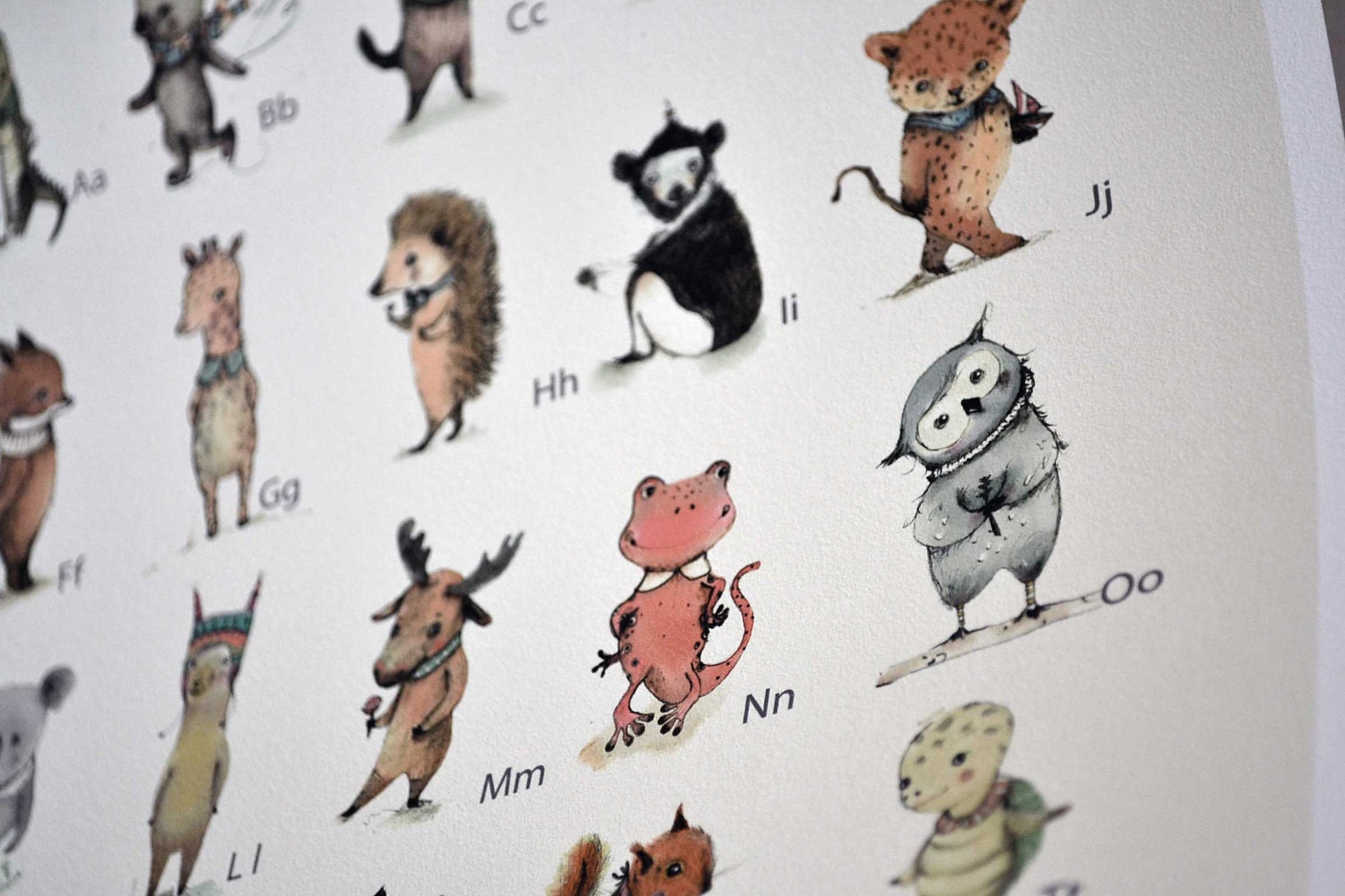 Childrens Wall Art Print -Alphabet A3  Poster Animals, Plenty of animals from A to Z, A3 POSTER