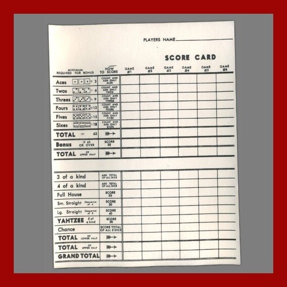 Free Yahtzee Score Sheets To Print