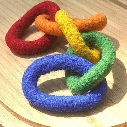 The  Original Baby Chain Wool Felt Toy--Rainbow Brights--One Dollar Shipping