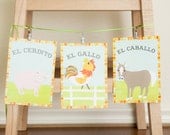 Spanish Vintage Farm Animal 5x7 Children's Wall Cards