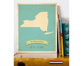 Choose Your State Personalized Vintage Map Wall Art 11x14