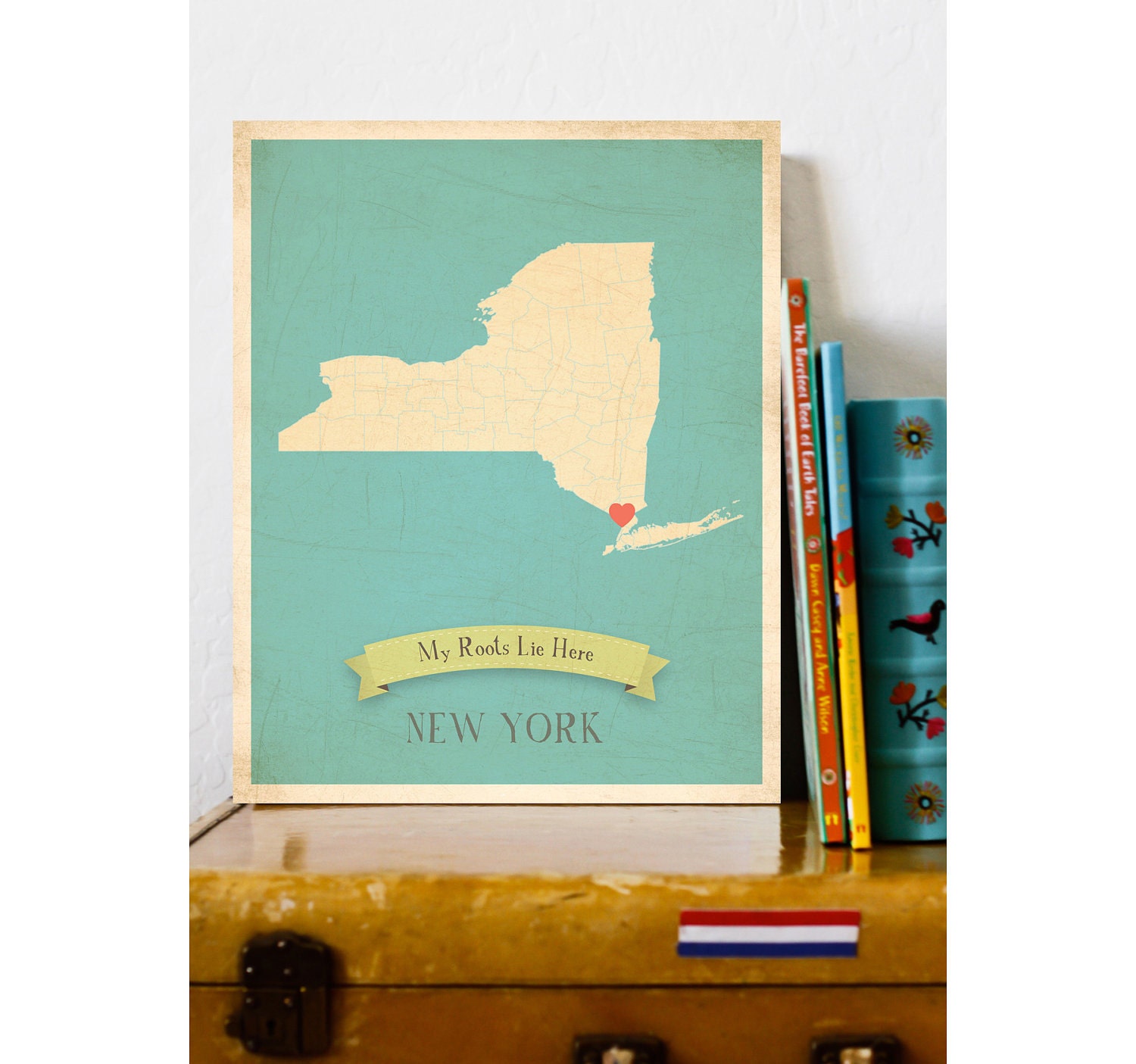 Choose Your State Personalized Vintage Map Wall Art 11x14
