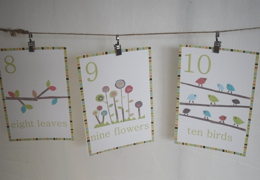 Nature Themed Counting Number Cards in English