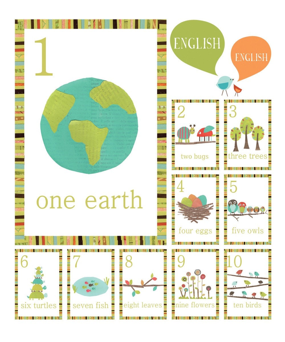 Nature Themed Counting Number Cards in English