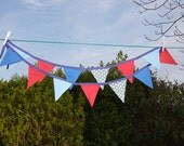 Blue and red bunting for birthdays, nursery, childrens room, baby showers