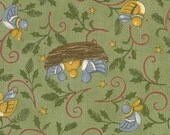 SALE Moda Makin New Friends Fabric 1 Yard Green Birds