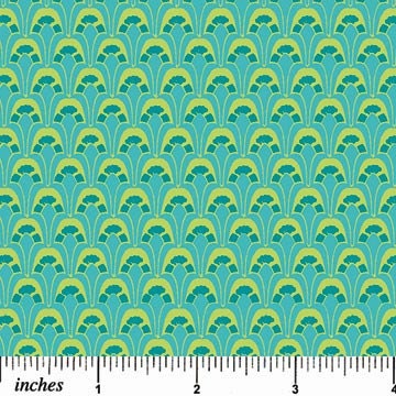 Picadilly Circle Teal Blue Scallops Fabric 1 Yard