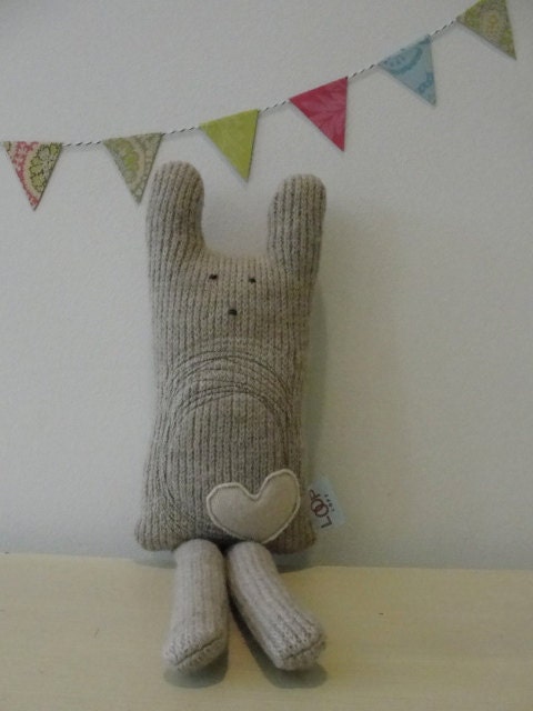 BUNNY rabbit. heart softie. super natural and neutral perfect for a boy or a girl.
