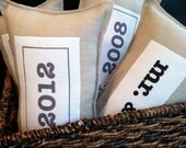 EST. linen pillow decoration. new home. wedding date. baby. decorative appliqued pillow. handmade by looploft