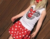 Custom Minnie Shirt and Skirt Outfit with Initial.....Your Choice of Red or Pink..... Matching Shirts for Boys Listed in Shop
