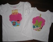 Custom Birthday Cupcake Tank, Tee Shirt or Onesie.... You Choose Fabric and Letter.... Lots of Options for Boys and Girls