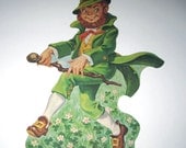 Vintage Dennison Leprechaun Die Cut Decoration for St. Patrick's Day