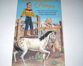 Vintage 1960s Saddle Your Pony Paper Doll and Punch Out Book with Cowboy and Cowgirl for Children by Golden Uncut