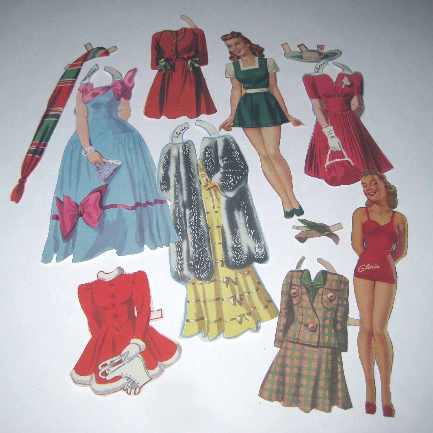Vintage 1940s Paper Dolls with 2 Pretty Women by grandmothersattic